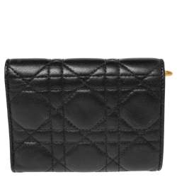 مملوكة مسبقًا Dior Black Cannage Leather Addict Wallet