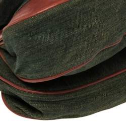 Pre Owned حقيبة كتف ديور غوتشو سادل جلد وكانفاس أخضر/بني كبيرة