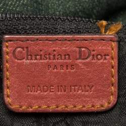 Pre Owned حقيبة كتف ديور غوتشو سادل جلد وكانفاس أخضر/بني كبيرة