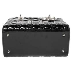 مملوكة مسبقًا Dior Black Cannage Patent Leather Medium Lady Dior Tote