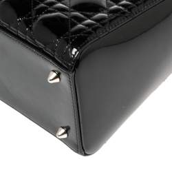 مملوكة مسبقًا Dior Black Cannage Patent Leather Medium Lady Dior Tote