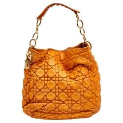 Pre Owned Dior Tan Quilted Cannage Leather Hobo