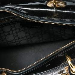 مملوكة مسبقًا Dior Black Cannage Patent Leather Large Lady Dior Tote
