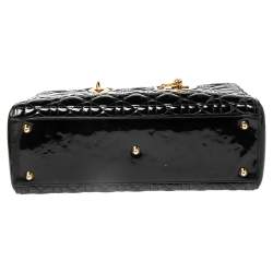 مملوكة مسبقًا Dior Black Cannage Patent Leather Large Lady Dior Tote