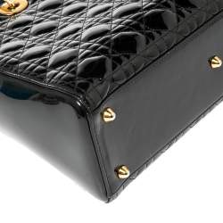 مملوكة مسبقًا Dior Black Cannage Patent Leather Large Lady Dior Tote