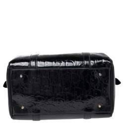 مملوكة مسبقًا Dior Black Monogram Patent Leather Boston Bag