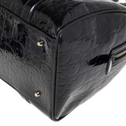 مملوكة مسبقًا Dior Black Monogram Patent Leather Boston Bag