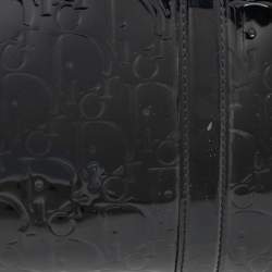 مملوكة مسبقًا Dior Black Monogram Patent Leather Boston Bag