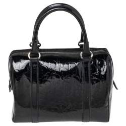 مملوكة مسبقًا Dior Black Monogram Patent Leather Boston Bag