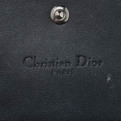 Dior Metallic Grey Micro Cannage Patent Leather Diorama Trifold Wallet