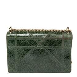 Dior Green Cannage Crinkled Leather Medium Diorama Shoulder Bag