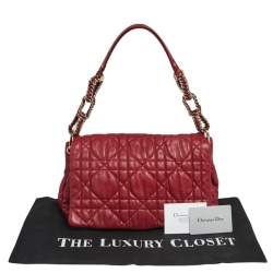 Pre Owned Dior Red Cannage Leather Delidior Flap Shoulder Bag