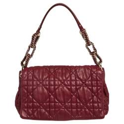 Pre Owned Dior Red Cannage Leather Delidior Flap Shoulder Bag