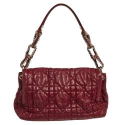 Pre Owned Dior Red Cannage Leather Delidior Flap Shoulder Bag
