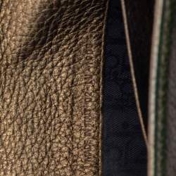 Pre Owned Dior Metallic Gold Grained Leather CD Logo Wristlet Clutch