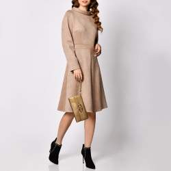 Pre Owned Dior Metallic Gold Grained Leather CD Logo Wristlet Clutch