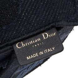 Pre Owned Dior Navy Blue Canvas Camouflage Embroidered Saddle Belt Bag