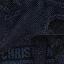 Pre Owned Dior Navy Blue Canvas Camouflage Embroidered Saddle Belt Bag