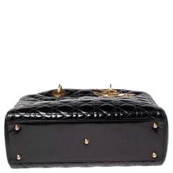 مملوكة مسبقًا Dior Black Cannage Patent Leather Large Lady Dior Tote