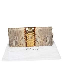 Dior Metallic Beige Python Lady Dior Chain Clutch