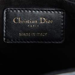 Pre Owned حقيبة يد ديور سابل ليدي ديور جلد أسود مرصعة متوسطة 