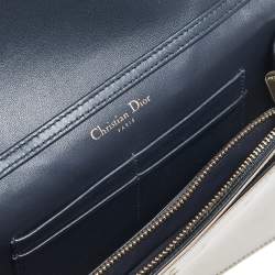 مملوكة مسبقًا محفظة بسلسلة ديور ديوراما جلد لامع مايكرو كاناج ذهبي ميتاليك 