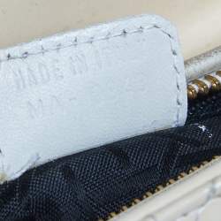 مملوكة مسبقًا حقيبة يد توتس ديور ليدي ديور جلد كاناج كريمي لامع متوسطة 