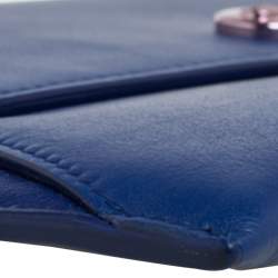 Pre Owned Dior Two Tone Blue Leather Wristlet Pouch