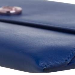 Pre Owned Dior Two Tone Blue Leather Wristlet Pouch