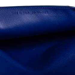 Pre Owned Dior Two Tone Blue Leather Wristlet Pouch