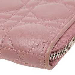 Dior Pink Quilted Leather Lady Dior Wallet