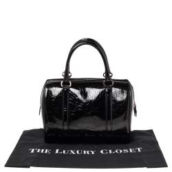 Pre Owned Dior Black Oblique Monogram Patent Leather Boston Bag