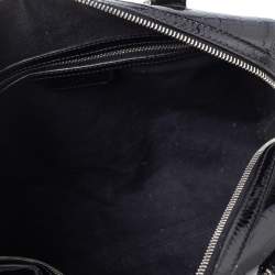 Pre Owned Dior Black Oblique Monogram Patent Leather Boston Bag