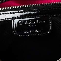 Pre Owned Dior Black Oblique Monogram Patent Leather Boston Bag