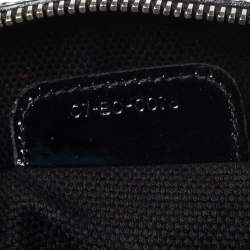 Pre Owned Dior Black Oblique Monogram Patent Leather Boston Bag