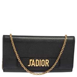 Pre Owned Dior Black Leather J'Adior Croisiere Wallet on Chain
