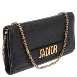 Pre Owned Dior Black Leather J'Adior Croisiere Wallet on Chain