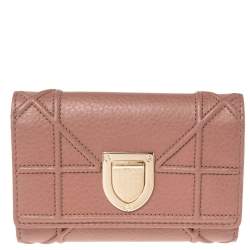 Pre Owned محفظة ديور ديوراما جلد رصاصي ثلاثية الطي