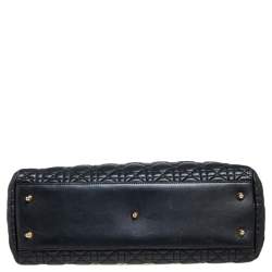 Pre Owned حقيبة يد توتس ديور ليدي ديور شوبر جلد كاناج أسود ناعم 