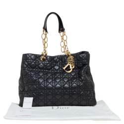 Pre Owned حقيبة يد توتس ديور ليدي ديور شوبر جلد كاناج أسود ناعم 