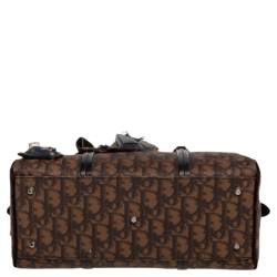 Pre Owned Dior Brown Oblique Coated Canvas Romantique Satchel