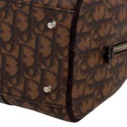 Pre Owned Dior Brown Oblique Coated Canvas Romantique Satchel