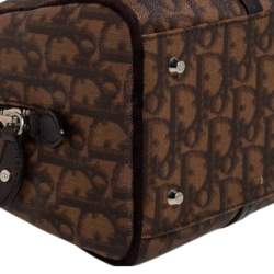 Pre Owned Dior Brown Oblique Coated Canvas Romantique Satchel