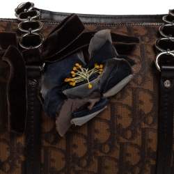 Pre Owned Dior Brown Oblique Coated Canvas Romantique Satchel