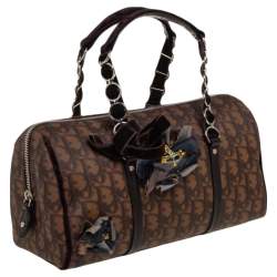 Pre Owned Dior Brown Oblique Coated Canvas Romantique Satchel