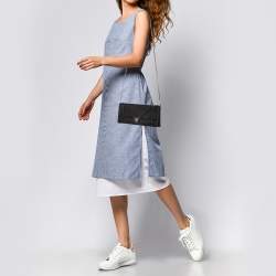 Pre Owned حقيبة كلتش ديور ديوراما جلد أسود بسلسلة 