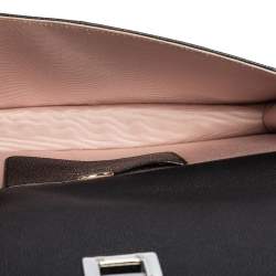 Pre Owned حقيبة كلتش ديور ديوراما جلد أسود بسلسلة 