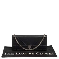 Pre Owned حقيبة كلتش ديور ديوراما جلد أسود بسلسلة 