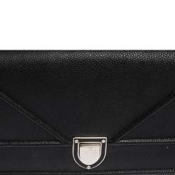 Pre Owned حقيبة كلتش ديور ديوراما جلد أسود بسلسلة 