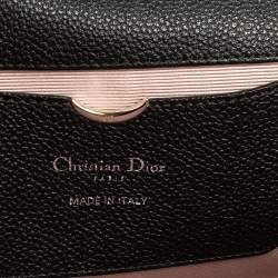 Pre Owned حقيبة كلتش ديور ديوراما جلد أسود بسلسلة 